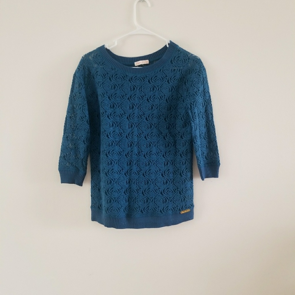 English Laundry Green Rose Sweater Sz S